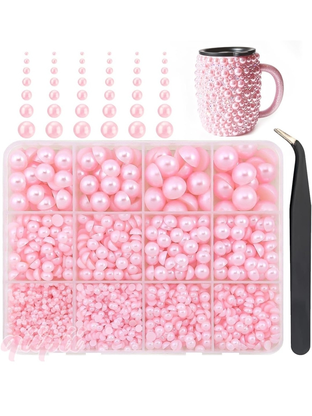 2-10mm Light Pink Flatback Half Pearls Nail Charms Half Round Gems